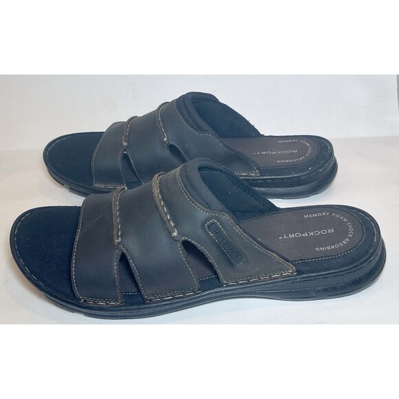 Rockport Darwyn Sandals Men’s 13W Dark Brown Leather Comfort Slides main image 5